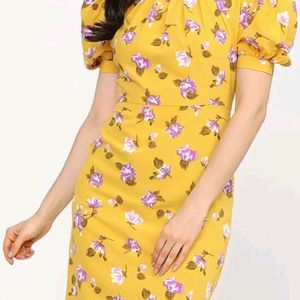 Tokyo Talkies Yellow Floral Sheath Dress