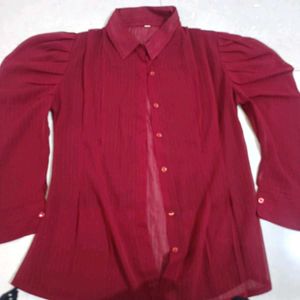 Maroon Color Deginer Shirt For Women