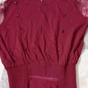 Maroon Balloon Style Top