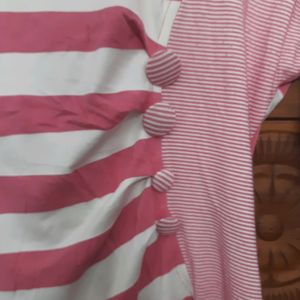 Alternate Pink And White Colour Cute Top