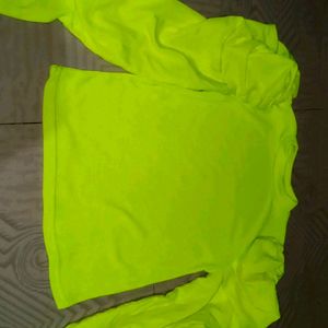 Neon Top With Fluffy Shoulders