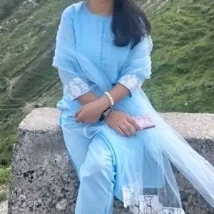 Blue Kurta Full Set With Leggings And Dupatta