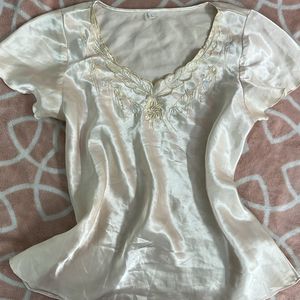 grandma satin top for lounge or sleepwear