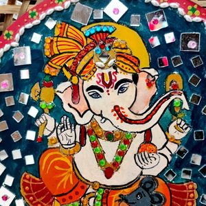 Ganpati Bappa Handmade Artwork With Mirrors