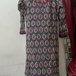 ladies kurti in red and grey