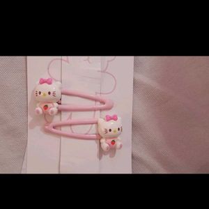 KAWAI PINK HELLO KITTY CLIPS - 1 Pair