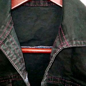 Black Denim Crop Jacket For Women