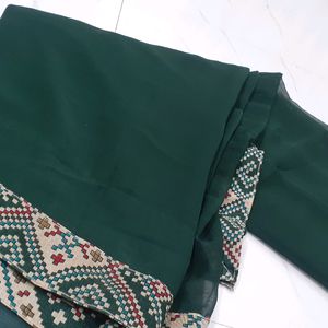 Plain Green Saree