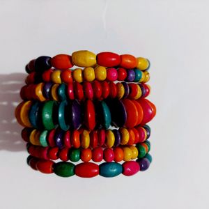 Multicolor Wooden Beads Bracelet