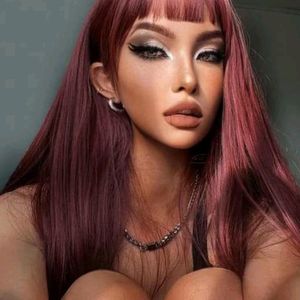 Imported! Women's Long Straight Wine Red Wig