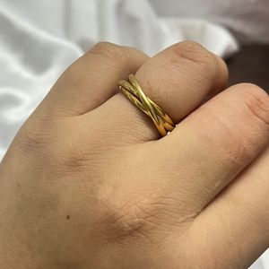 Three layered Gold band ring