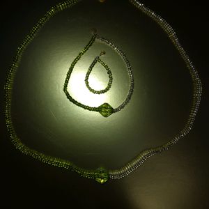 Korean Neon Green Necklace, Bracelet And Ring