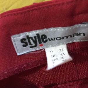 Deep Red Flared Trouser Waist 28