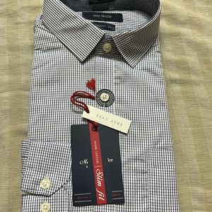 Offer-Men Slim Fit Small Blue Checked Of 40in