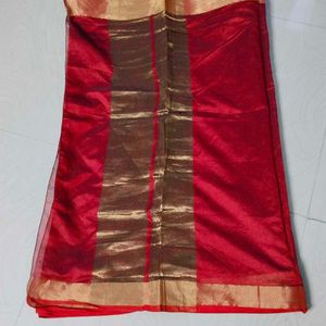 Red Colour Banarasi Silk Pattu Border Saree