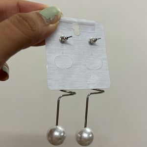 Pearl Silver Strand Drop Earrings