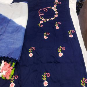 Hand Embroidery Top And Dupatta Unstich