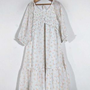 Off White Floral Print Dress (Women's)