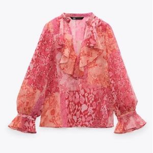 Zara Ruffle Paisley Print Top