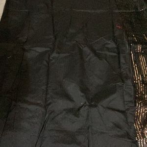 Black Full Sequence Net Saree For Grabs