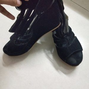 Black Velvet Wedges