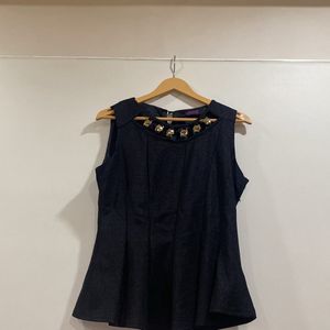 Shimmer Type Material Black Top