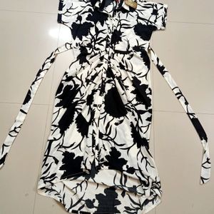 Cottinfab Floral Print Crepe Shirt Midi Dress