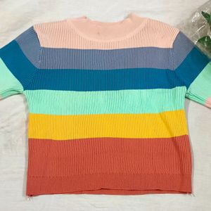 Ribbed Crop Rainbow Top