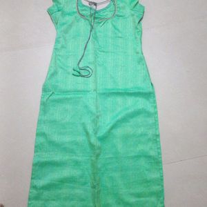 Flourescent Green Color Kurta With Border