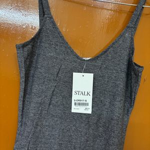 Stalk Grey Sporty Dress With Side Slit