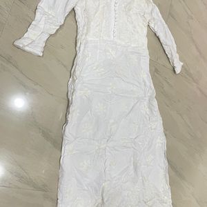 White Chikankari Long Kurta