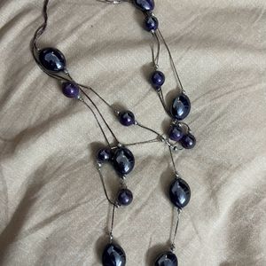 Three Layer Purple Stone Necklace