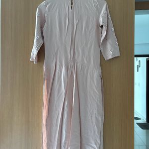 Peach Mirror-work Kurta with Trouser and Dupatta