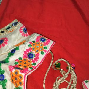 Cherry Red Saree