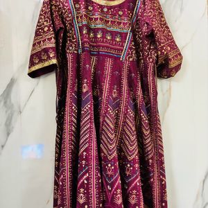 maroon Festive Anarkali Kurti