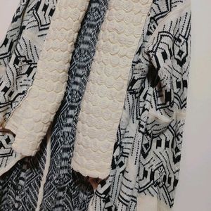 Black & Cream Winter Shrug Bust- 36 to 40.