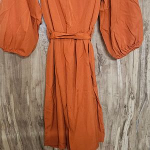 Rusty Flarred Beautiful Dress With Belt