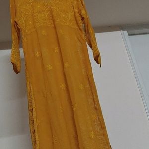 Beautiful Mustard Chikankari Kurta