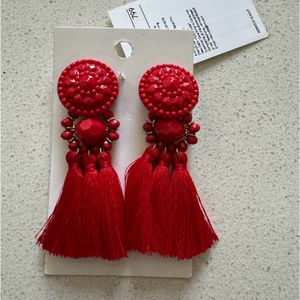 H&M Red Tassel Earrings