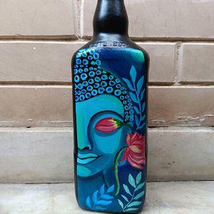 Hand-painted Buddha Painting On Glass Bottle