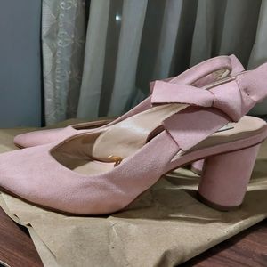 Pink Suede Slingback Heels