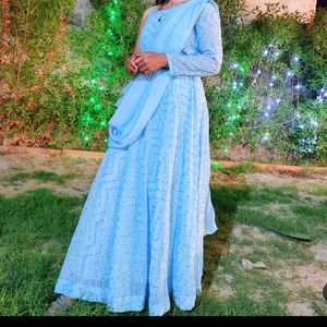 Blue Georgette Gown