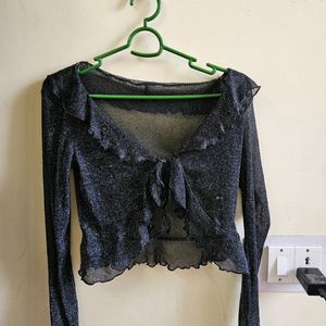 Black Glittery Crop Top