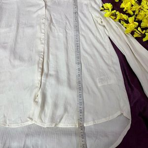 H&M lining off white soft high low shirt