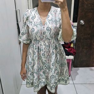 Cream Printed Dress