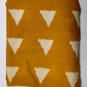 Cambric Cotton Mustard/Cream Triangle Print Fabric