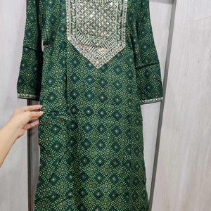 Ethnic Green Suit Set | Pure Cotton | Size M