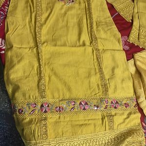 New Mustard Kurta Set With Dupatta