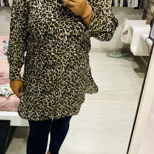 Animal Print Short Shirt Kurti Style