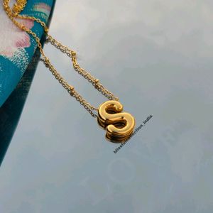 18k Gold Plated Bubble Initial Pendant